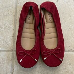 Red suede ballerina flats. Great condition!